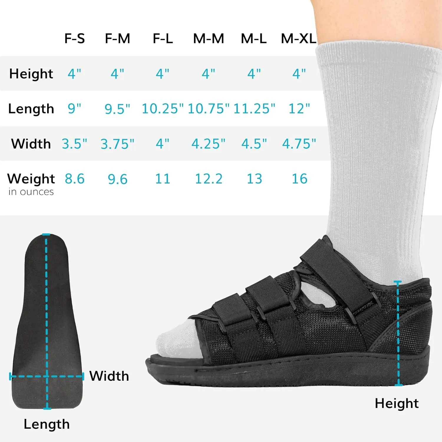 BraceAbility Post Op Shoe Foot Brace - Orthopedic Surgical Cast Shoe for Broken Toes, Injured Foot Protection, Stress Fracture Recovery Medical Boot for Men and Women - FSA HSA Eligible (M - Male)