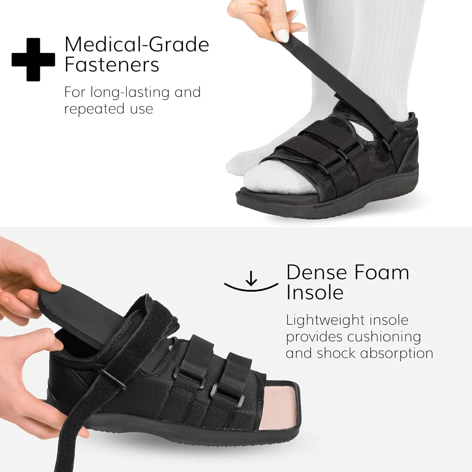 BraceAbility Post Op Shoe Foot Brace - Orthopedic Surgical Cast Shoe for Broken Toes, Injured Foot Protection, Stress Fracture Recovery Medical Boot for Men and Women - FSA HSA Eligible (M - Male)