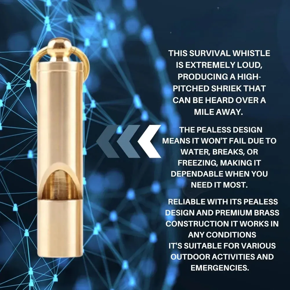 Brass Emergency Survival Whistle 125dB with Keychain