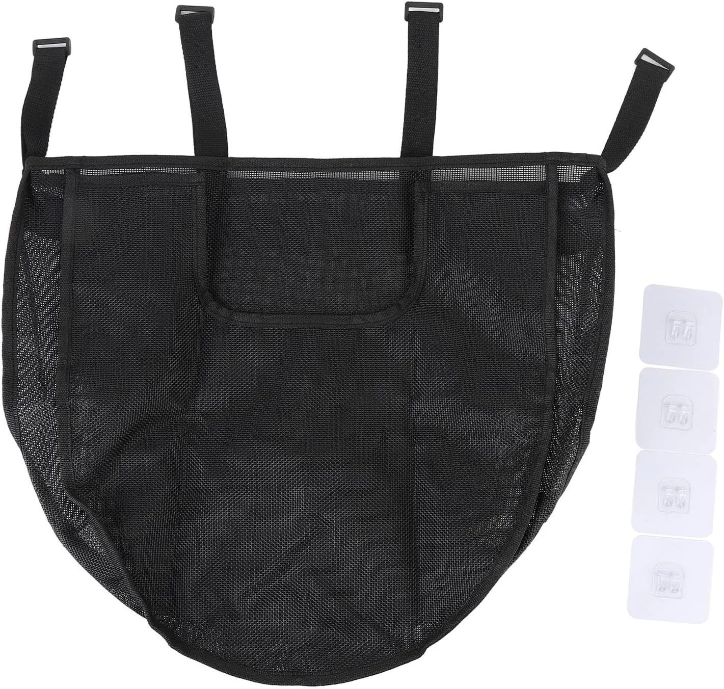 Breathable Mesh Bath Toy Organizers Large Capacity, Bathroom Toy Bag, Wall Hanging Zippered Storage Bag with Hooks, Suitable for Bathroom (Black)