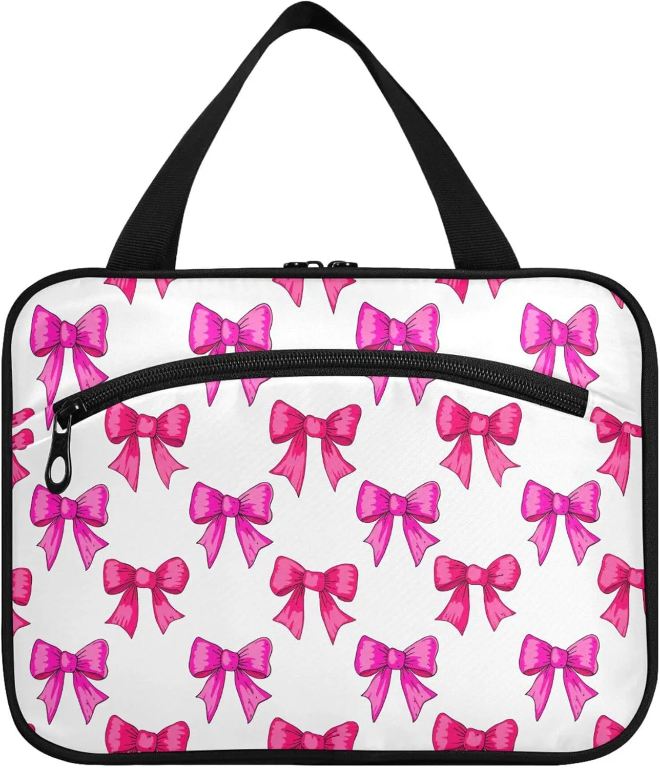 Bright Pink Bows Travel Toiletry Bag for Women & men Hanging Portable Toiletry Bag Large Capacity Travel Bag for Hold Cosmetics Skin Care Products Toiletries Large