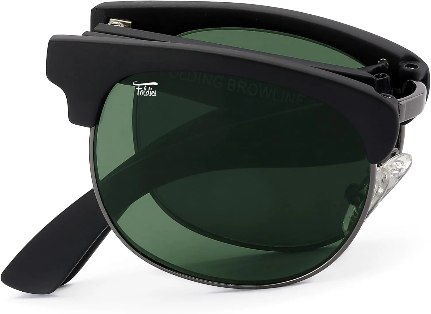 Browline Folding Sunglasses Polarized, UV400, UVA, UVB Protection for Men Women, Folding Sunglasses Leather Case