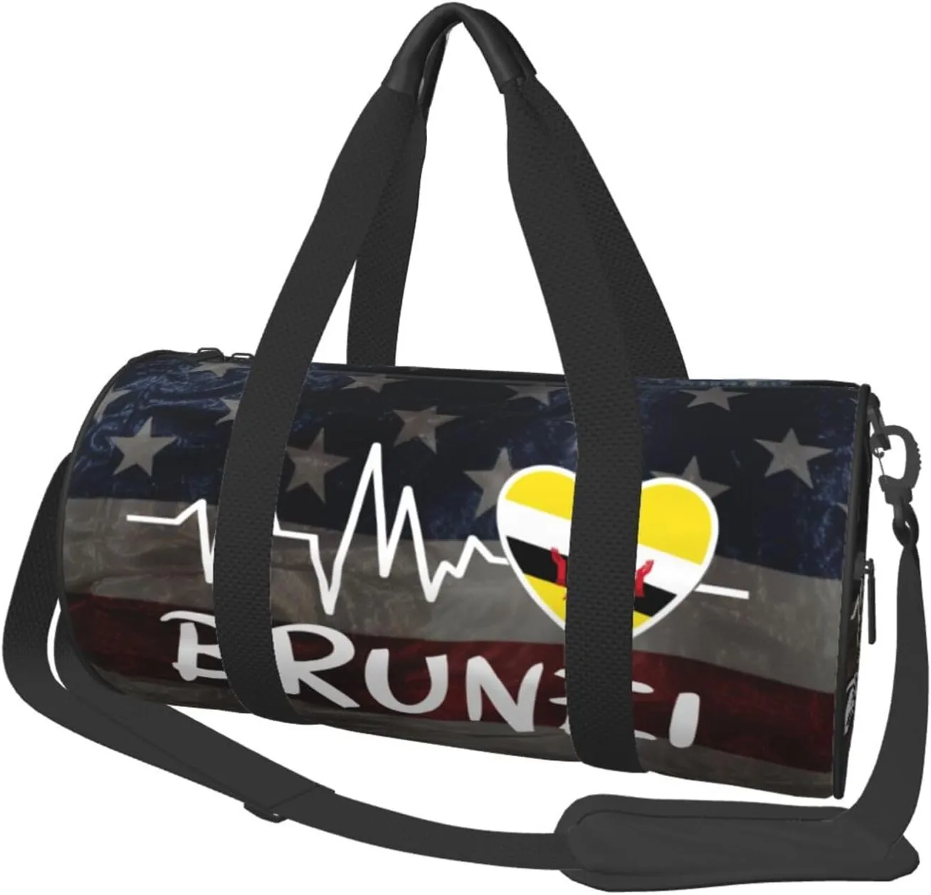 Brunei Heartbeat Duffel Bag Gym Bag Travel Sports Tote Large Foldable Beach Swim Yoga0