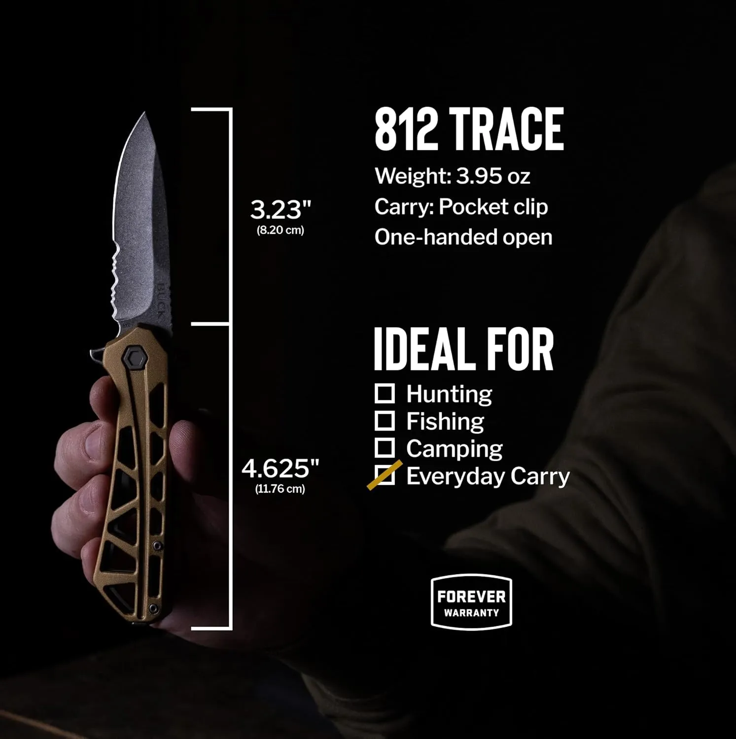 Buck Knives 812 Trace Partially-Serrated Pocket Knife, Bronze