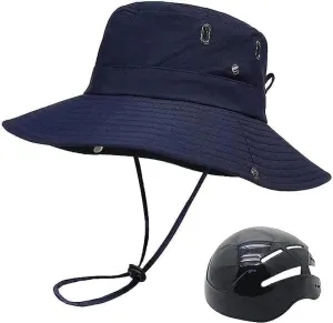 Bucket Hat with Bicycle Helmet Unisex Breathable Wide Brim Visor Sun Hats Head Protection Bike Helmets for Adults