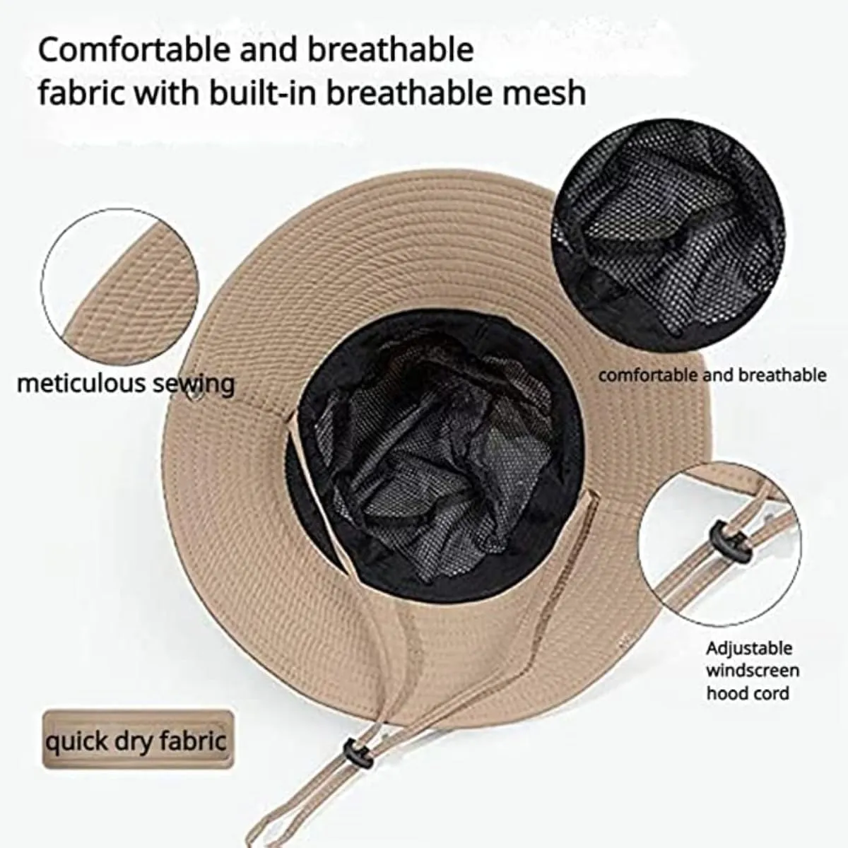 Bucket Hat with Bicycle Helmet Unisex Breathable Wide Brim Visor Sun Hats Head Protection Bike Helmets for Adults