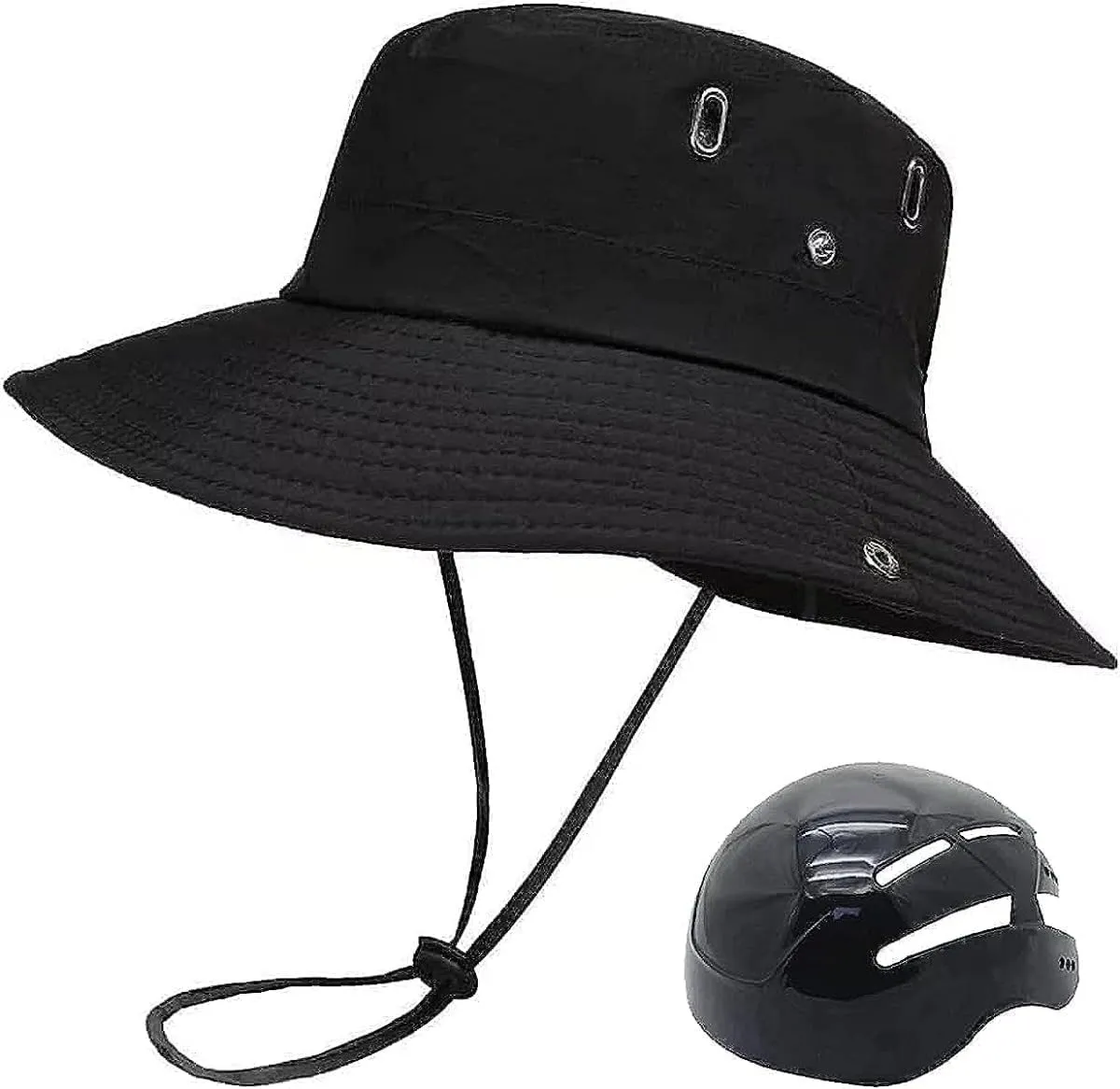 Bucket Hat with Bicycle Helmet Unisex Breathable Wide Brim Visor Sun Hats Head Protection Bike Helmets for Adults