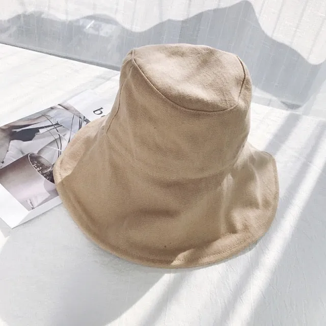 Bucket Hat Women Outdoor Summer Sun Hats Foldable Wide Brim Bucket Hats Large Sun Hats Black Beige Khaki Coffee 2020 Fashion New