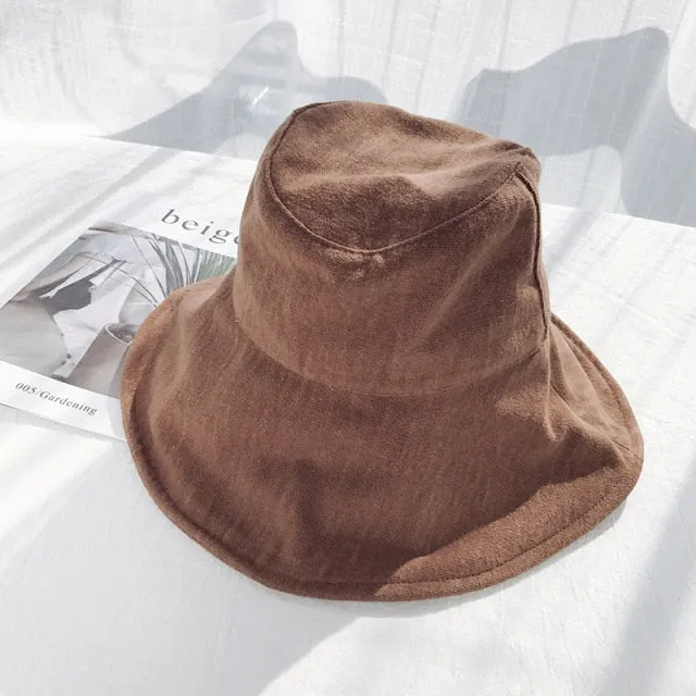 Bucket Hat Women Outdoor Summer Sun Hats Foldable Wide Brim Bucket Hats Large Sun Hats Black Beige Khaki Coffee 2020 Fashion New