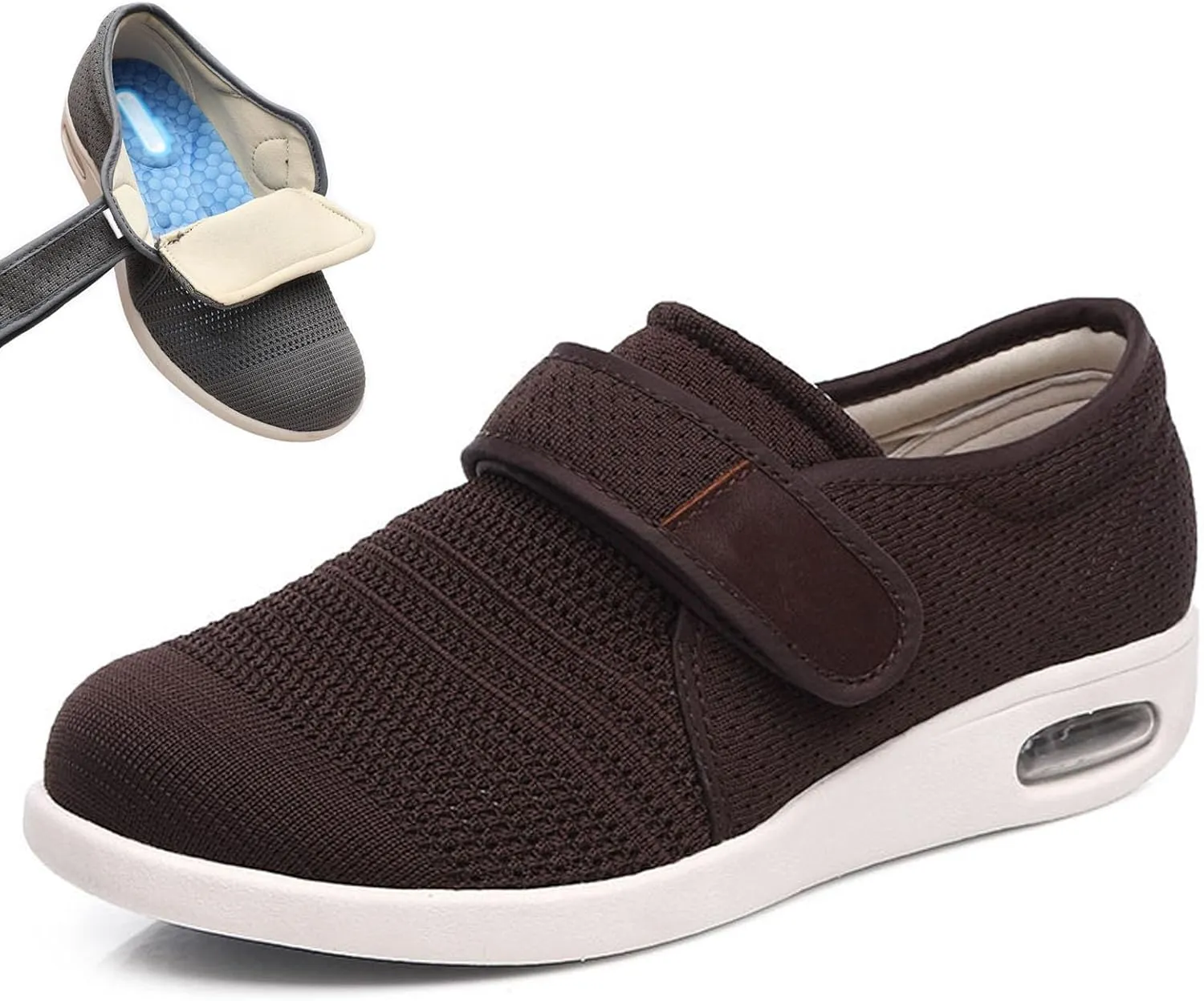 bumuam Diabetic Shoes for Elderly Men,Adjustable Closure for Arthritis Swollen Edema Plantar Fasciitis Swollen Feet Walking Shoes