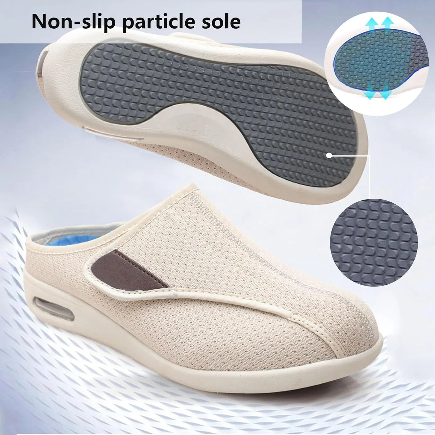 bumuam Men's Diabetic Shoes Wide Width Shoes,Adjustable Lightweight Non-Slip Orthopedic Walking Slippers for Elderly Hammertoe Arthritis Swollen Feet