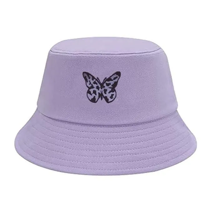 Butterfly Pattern Bucket Hat for Women - Sun Protection Headwear, Unisex Design, Foldable & Easy to Carry Cotton Spring/Summer Hat