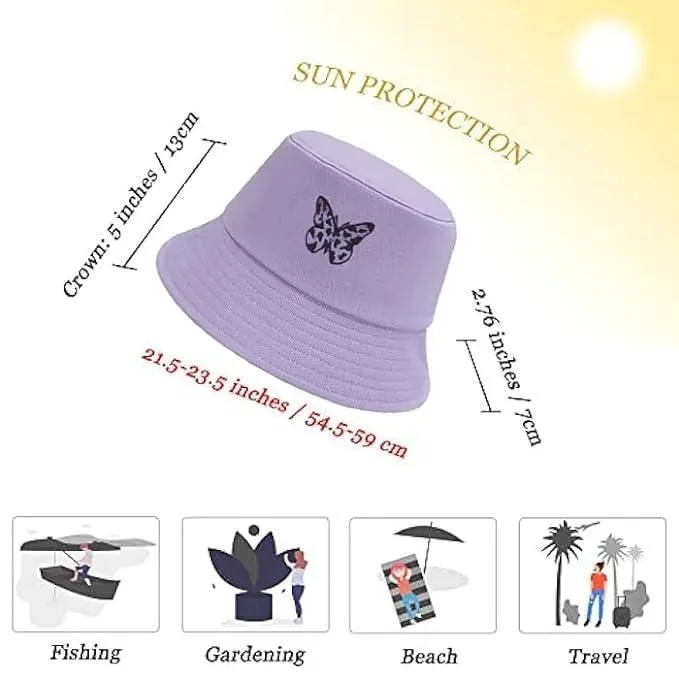 Butterfly Pattern Bucket Hat for Women - Sun Protection Headwear, Unisex Design, Foldable & Easy to Carry Cotton Spring/Summer Hat