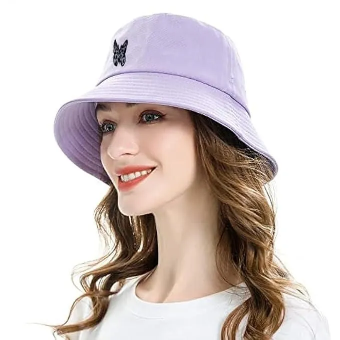 Butterfly Pattern Bucket Hat for Women - Sun Protection Headwear, Unisex Design, Foldable & Easy to Carry Cotton Spring/Summer Hat