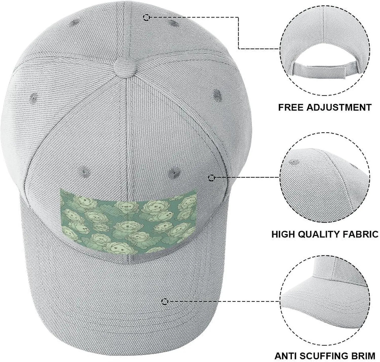 Cabbage Pattern Baseball Hat Adjustable Fashionable Dad Hat Baseball Caps Outdoor Golf Hat for Men Women