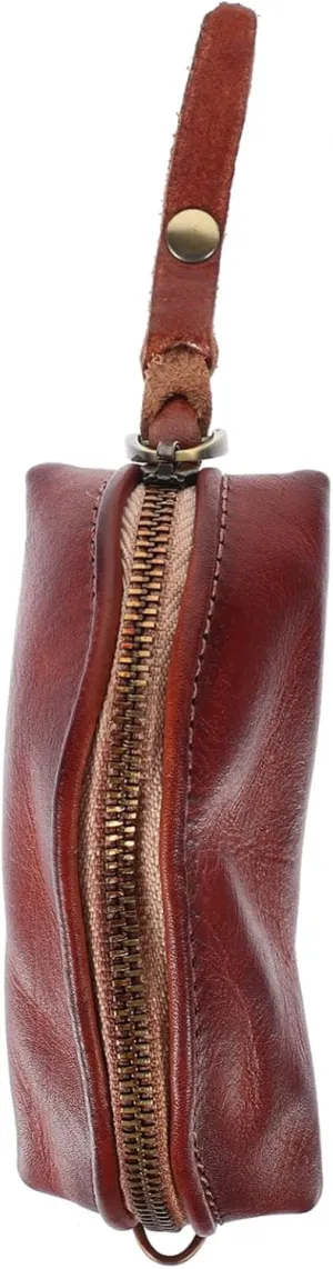 Cabilock Vintage Cowhide Leather Key Pouch for Car Keys Handmade Auto Key Holder Container Stylish Key Storage for Vehicle Remote Control Keys Durable Minimalist Design