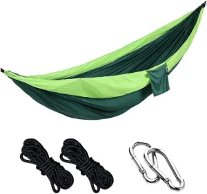 Camping Hammock, Single/Double Hammocks 210T Nylon Tree Hammock with 2 Hanging Ropes&2 Steel Buckle for Outdoor Hiking Travel Backpacking Beach Camping