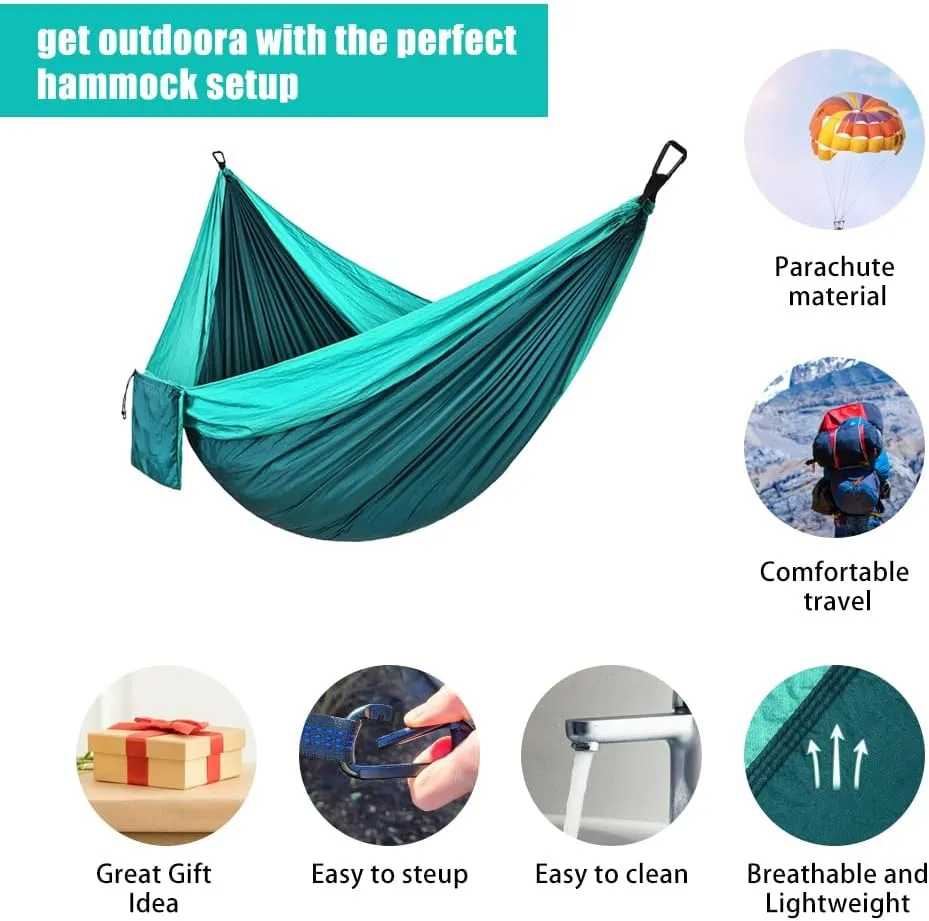 Camping Hammock, Single/Double Hammocks 210T Nylon Tree Hammock with 2 Hanging Ropes&2 Steel Buckle for Outdoor Hiking Travel Backpacking Beach Camping