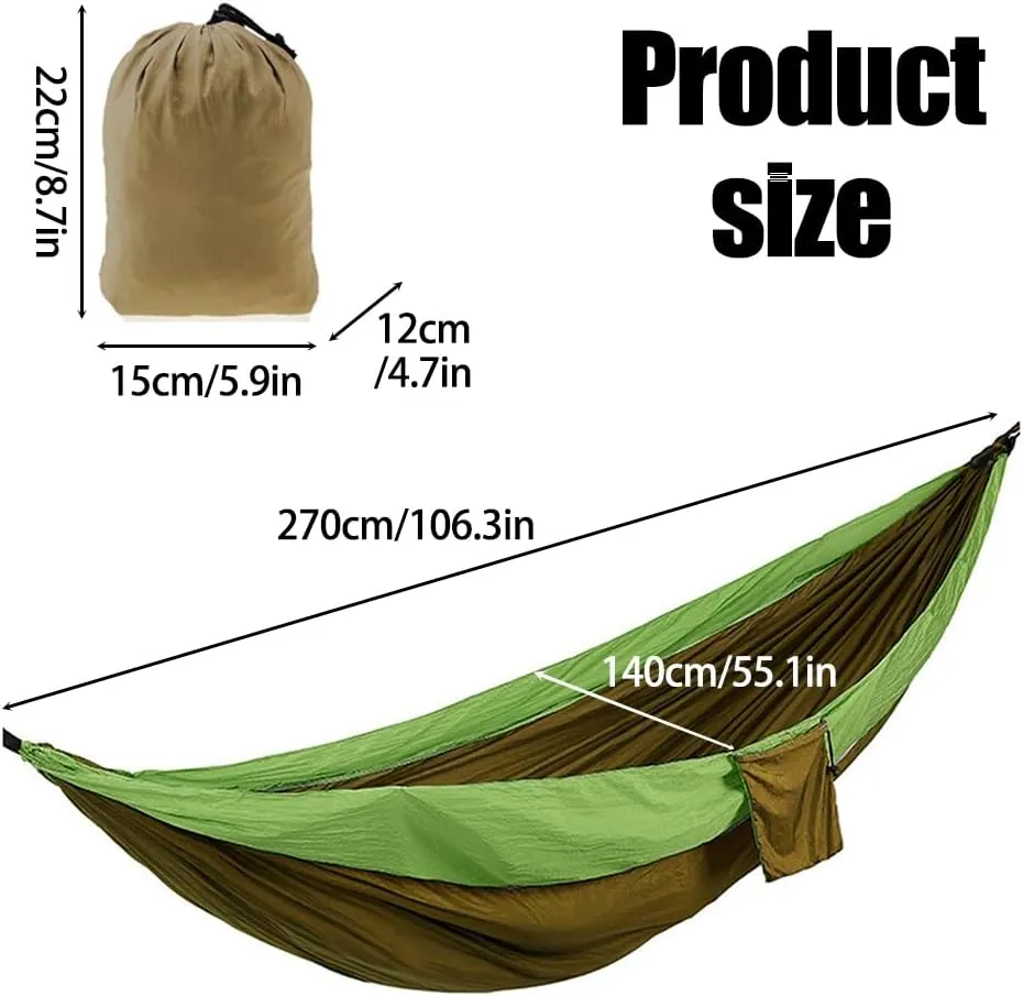 Camping Hammock, Single/Double Hammocks 210T Nylon Tree Hammock with 2 Hanging Ropes&2 Steel Buckle for Outdoor Hiking Travel Backpacking Beach Camping