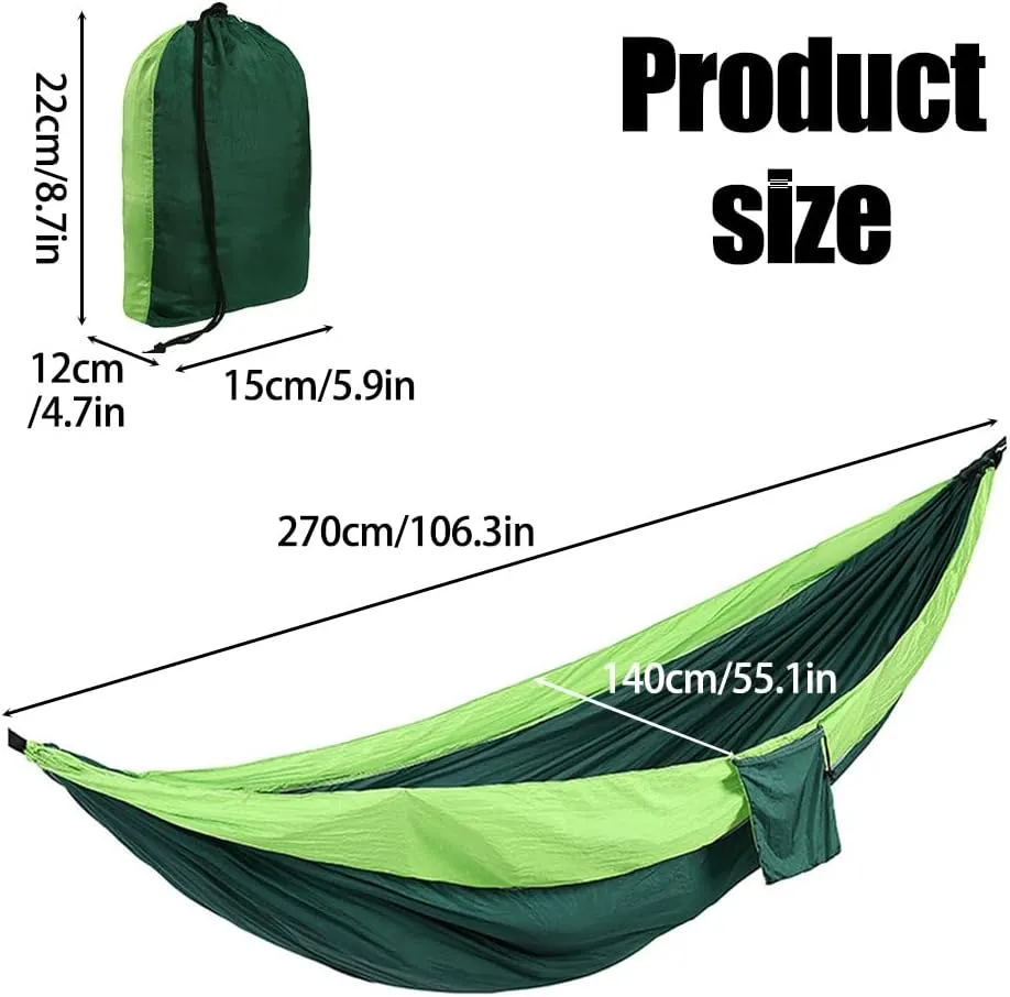 Camping Hammock, Single/Double Hammocks 210T Nylon Tree Hammock with 2 Hanging Ropes&2 Steel Buckle for Outdoor Hiking Travel Backpacking Beach Camping