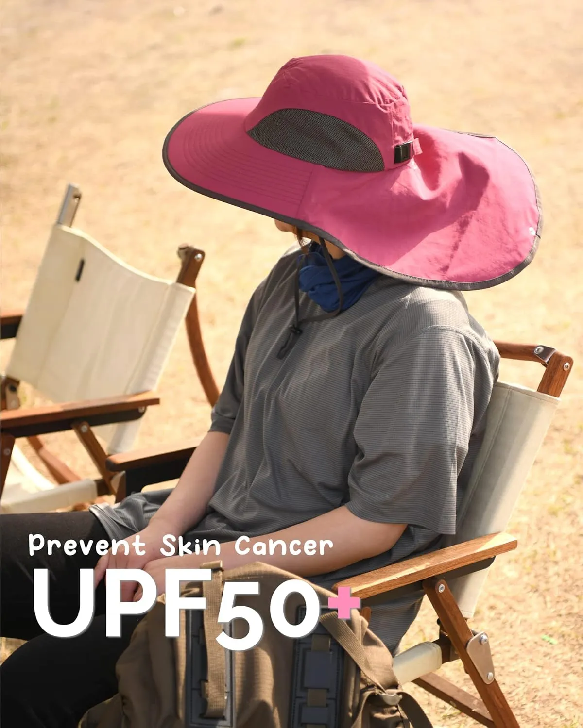 Camptrace Sun Hats for Women UPF 80  UV Protection Wide Brim Hiking Fishing Hat with Neck Flap