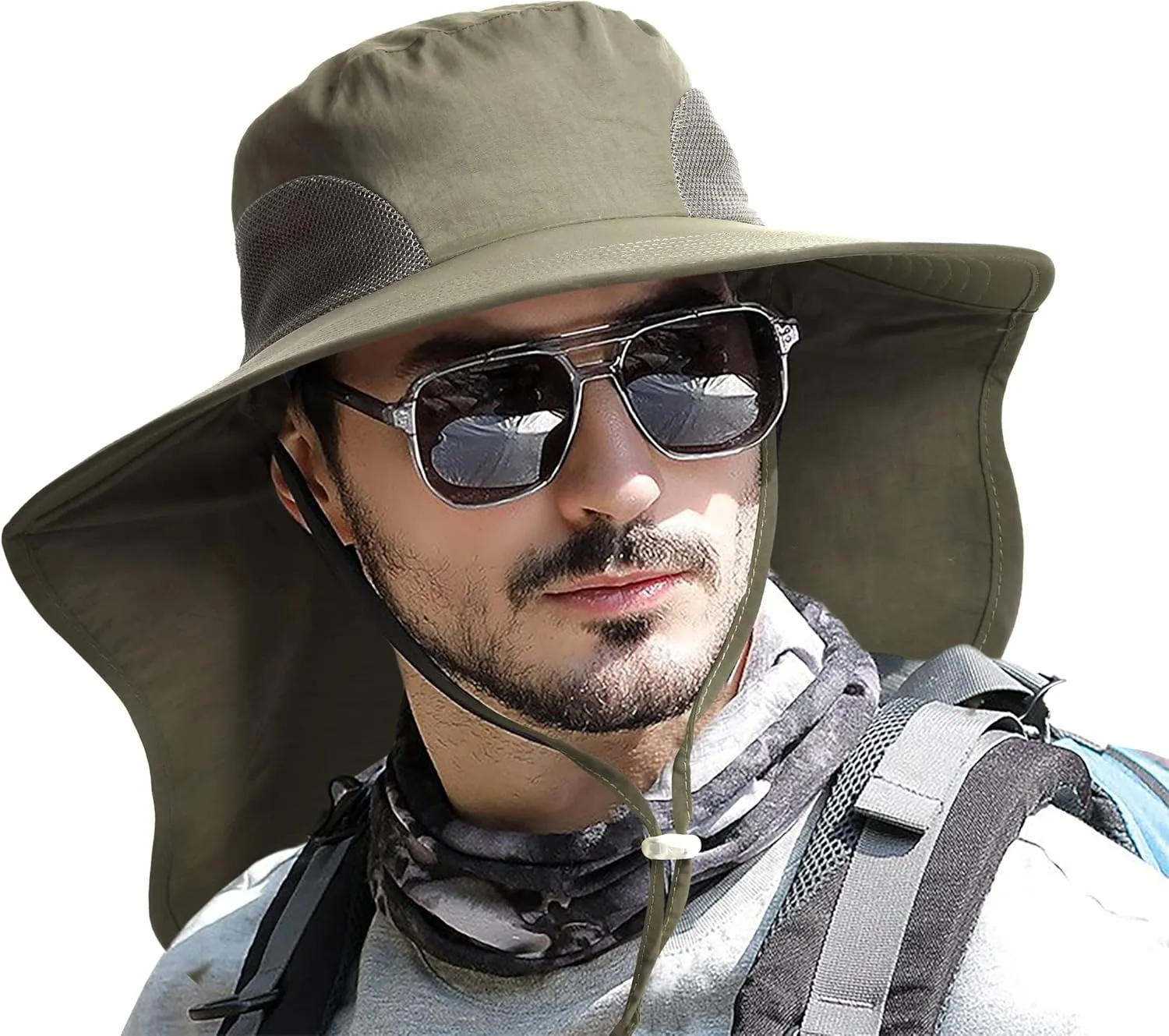 Camptrace Sun Hats for Women UPF 80  UV Protection Wide Brim Hiking Fishing Hat with Neck Flap