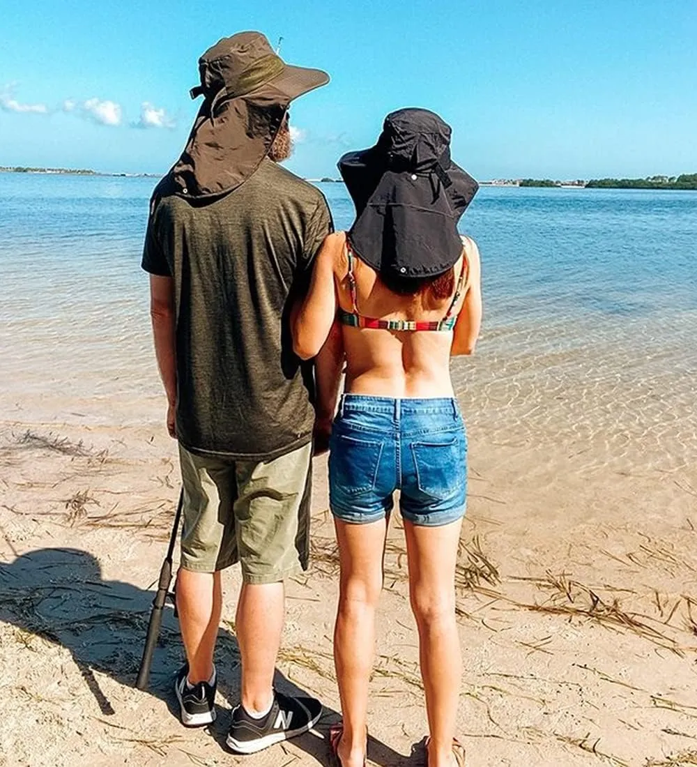 Camptrace Sun Hats for Women UPF 80  UV Protection Wide Brim Hiking Fishing Hat with Neck Flap