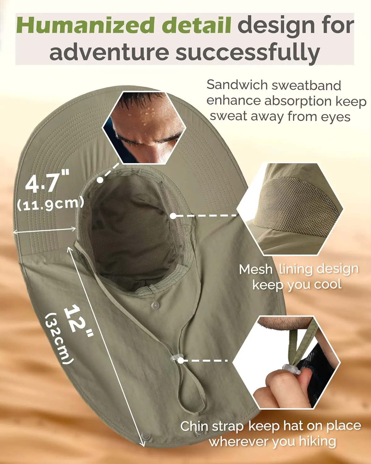 Camptrace Sun Hats for Women UPF 80  UV Protection Wide Brim Hiking Fishing Hat with Neck Flap