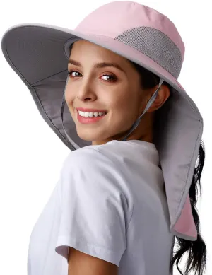 Camptrace Sun Hats for Women UPF 80  UV Protection Wide Brim Hiking Fishing Hat with Neck Flap