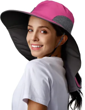 Camptrace Sun Hats for Women UPF 80  UV Protection Wide Brim Hiking Fishing Hat with Neck Flap