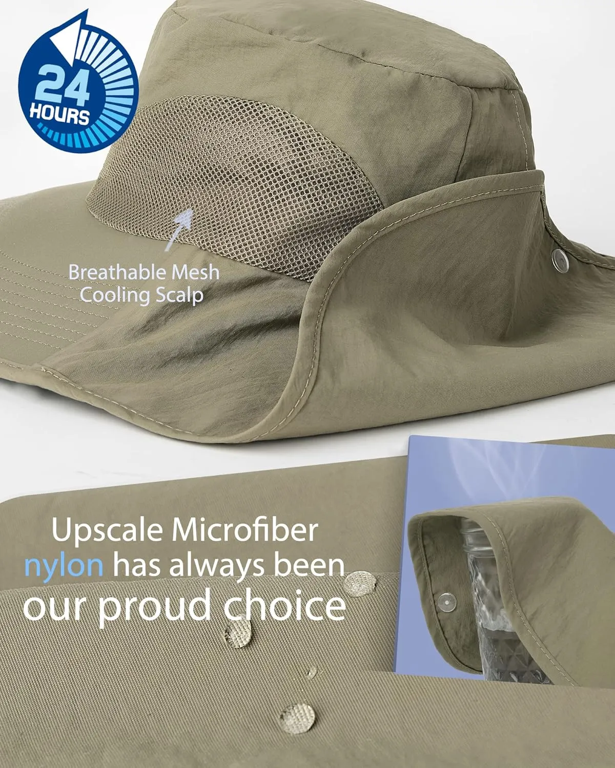 Camptrace Sun Hats for Women UPF 80  UV Protection Wide Brim Hiking Fishing Hat with Neck Flap