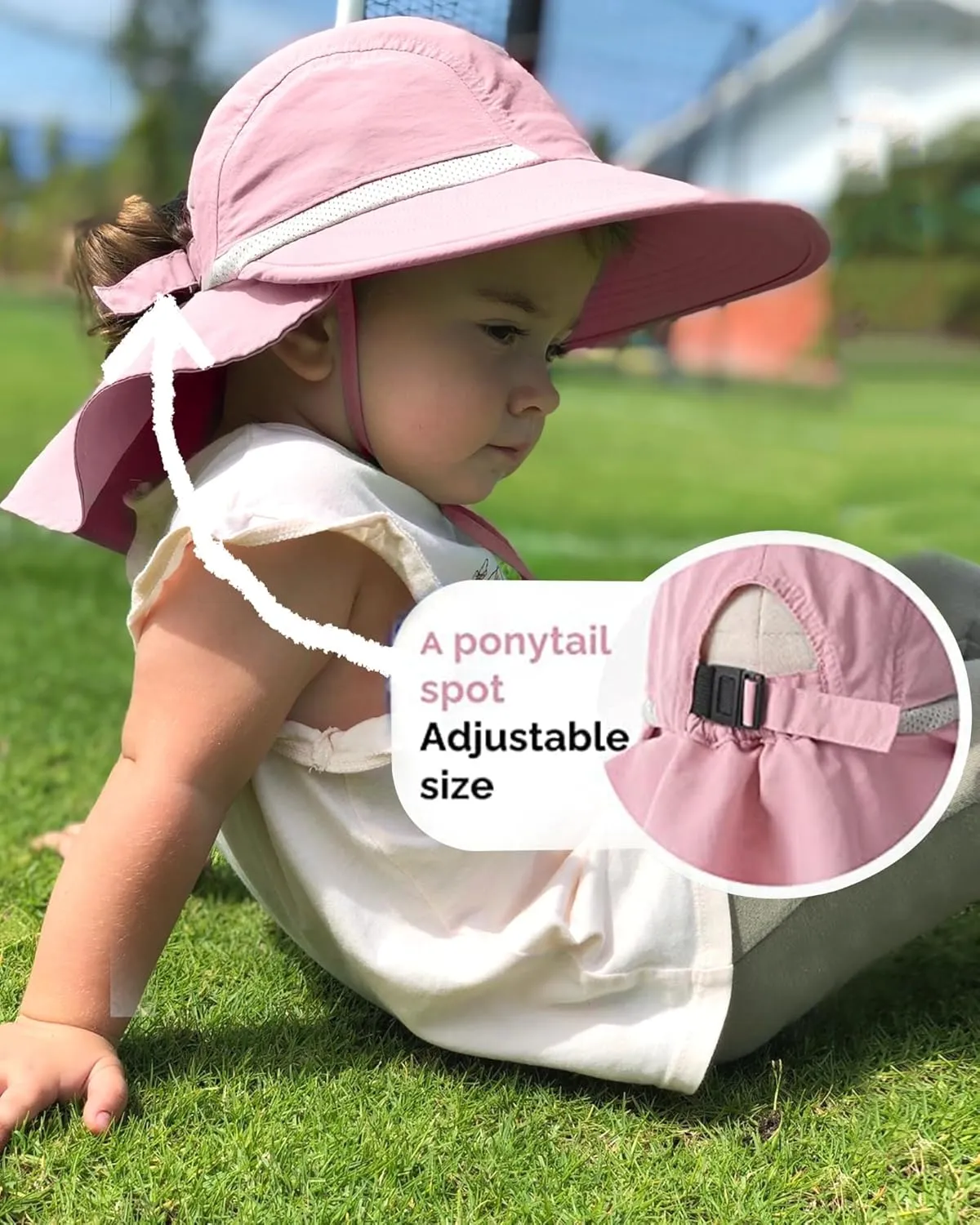 Camptrace Toddler Kids Sun Hats with Neck Flap UPF 50  UV Protection Wide Rigid Brim Boys Girls Beach Swim Sunhat