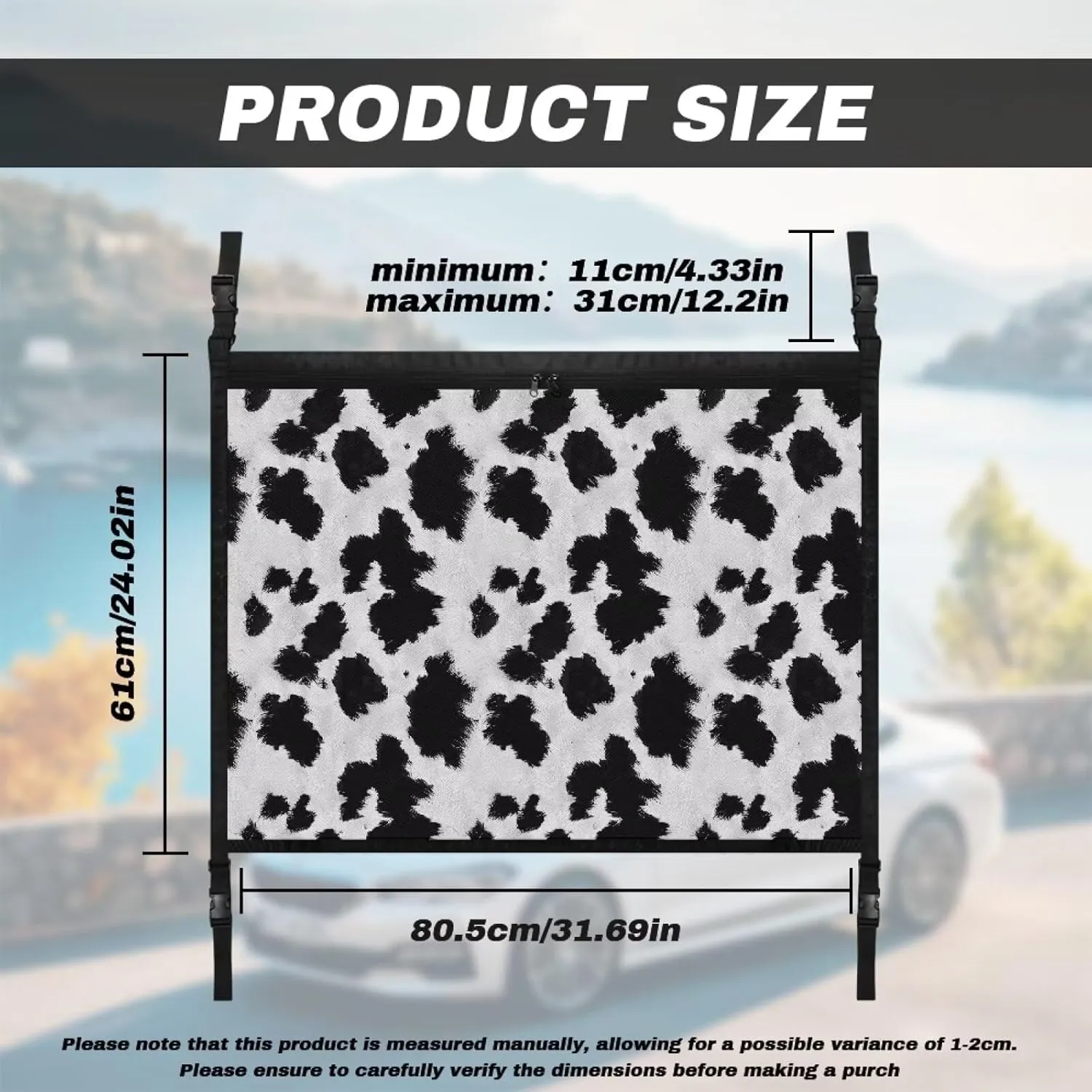 Car Ceiling Cargo Net for SUV, Cow Texture Print Car Ceiling Storage, Truck Netting for Cargo, Load Capacity Truck Interior Accessories for Van, Car Roof Camping Essentials