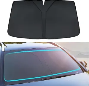 Car Front Windshield Sun Shade for Daewoo Nexia (KLETN) 1995-2008, Aluminum Foil Foldable Blocks UV Sun Heat Protection Protects Interior,Black