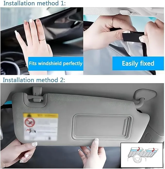 Car Front Windshield Sun Shade for Daewoo Nexia (KLETN) 1995-2008, Aluminum Foil Foldable Blocks UV Sun Heat Protection Protects Interior,Black