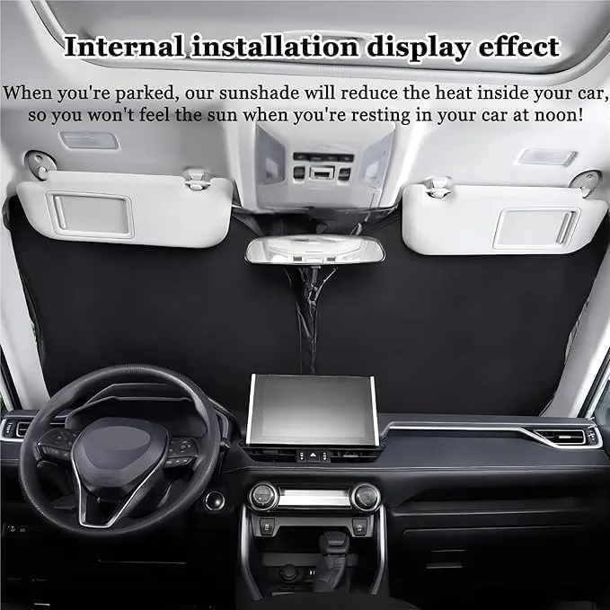 Car Front Windshield Sun Shade for Daewoo Nexia (KLETN) 1995-2008, Aluminum Foil Foldable Blocks UV Sun Heat Protection Protects Interior,Black