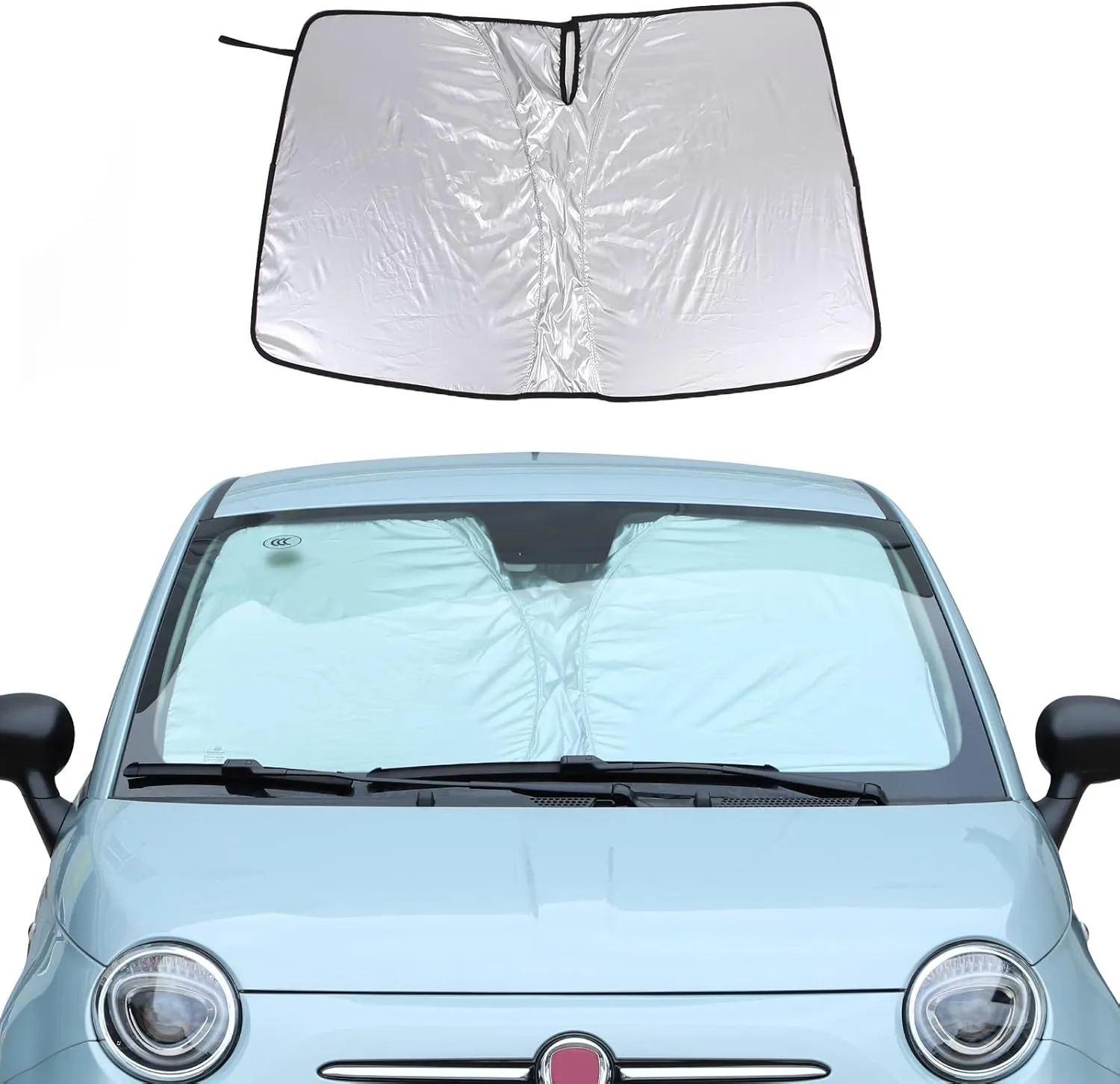 Car Front Windshield Sunshade Compatible with Fiat 500 2010-2024 Abarth 595 2014-2024 Front Window Sun Shade, Foldable Reflective Sun Visor,Blocks UV Rays Sun Visor Protector Heat Shield (Style C)