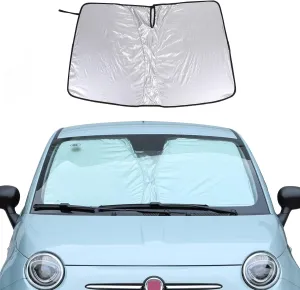 Car Front Windshield Sunshade Compatible with Fiat 500 2010-2024 Abarth 595 2014-2024 Front Window Sun Shade, Foldable Reflective Sun Visor,Blocks UV Rays Sun Visor Protector Heat Shield (Style C)