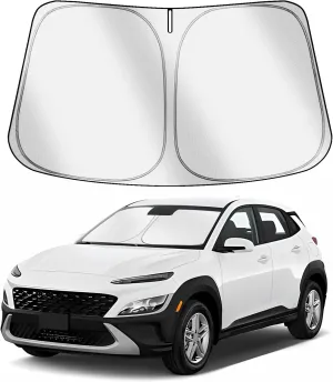 Car Windshield Sun Shade Compatible with Hyu-ndai Kona 2018-2023 Accessories, Foldable Window Sunshade Block UV Rays and Sun Heat