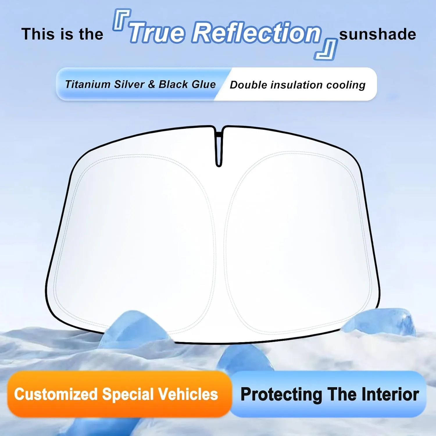 Car Windshield Sun Shade for 2015-2024 Ford Edge Front Window Sun Visor Professional 310T Reflective Polyester UV Protection Keep Interior Cool Foldable Sunshade with Storage Pouch