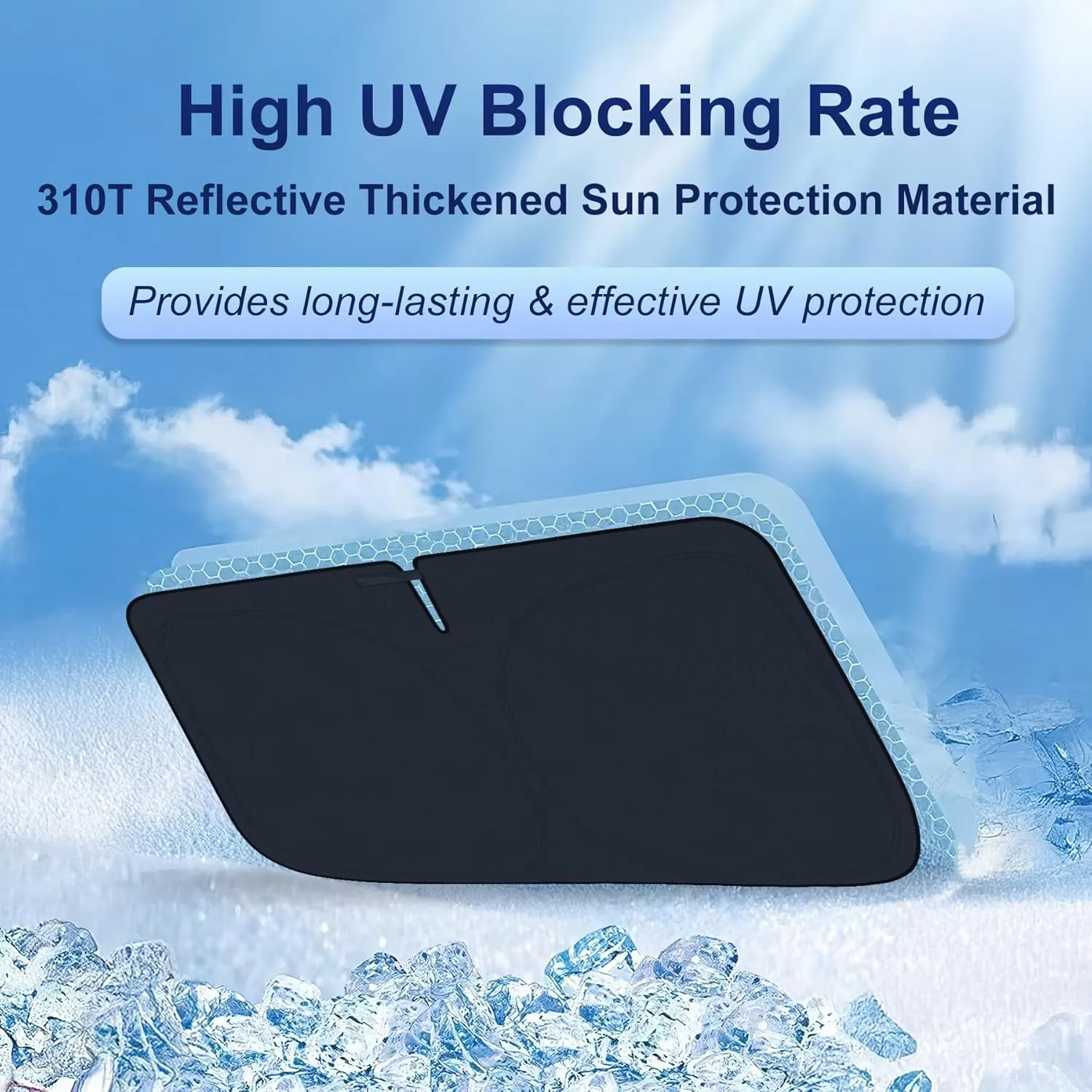 Car Windshield Sun Shade for 2015-2024 Ford Edge Front Window Sun Visor Professional 310T Reflective Polyester UV Protection Keep Interior Cool Foldable Sunshade with Storage Pouch