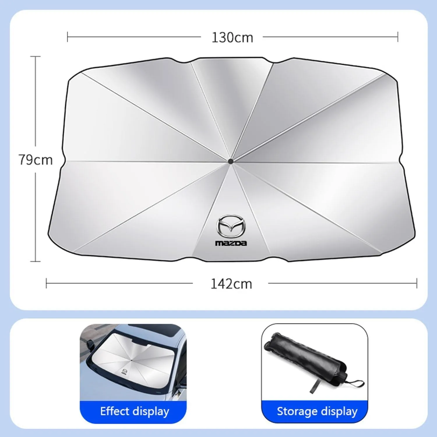Car Windshield Sun Shade for Mazda Biante 2008-2018, Foldable Car Front Window Windshield Sunshades Cover Sun Protector Interior Accessories,L