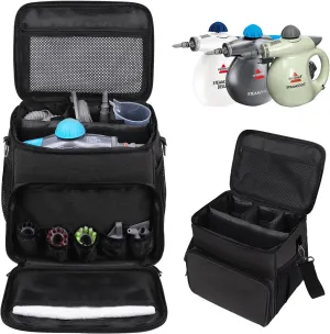 Carry Case Compatible with Bissell SteamShot Hard Surface Steam Cleaner 39N7V/39N7A, Adjustable Compartments Steam Cleaner Storage Bag with Extra Pockets for Accessories