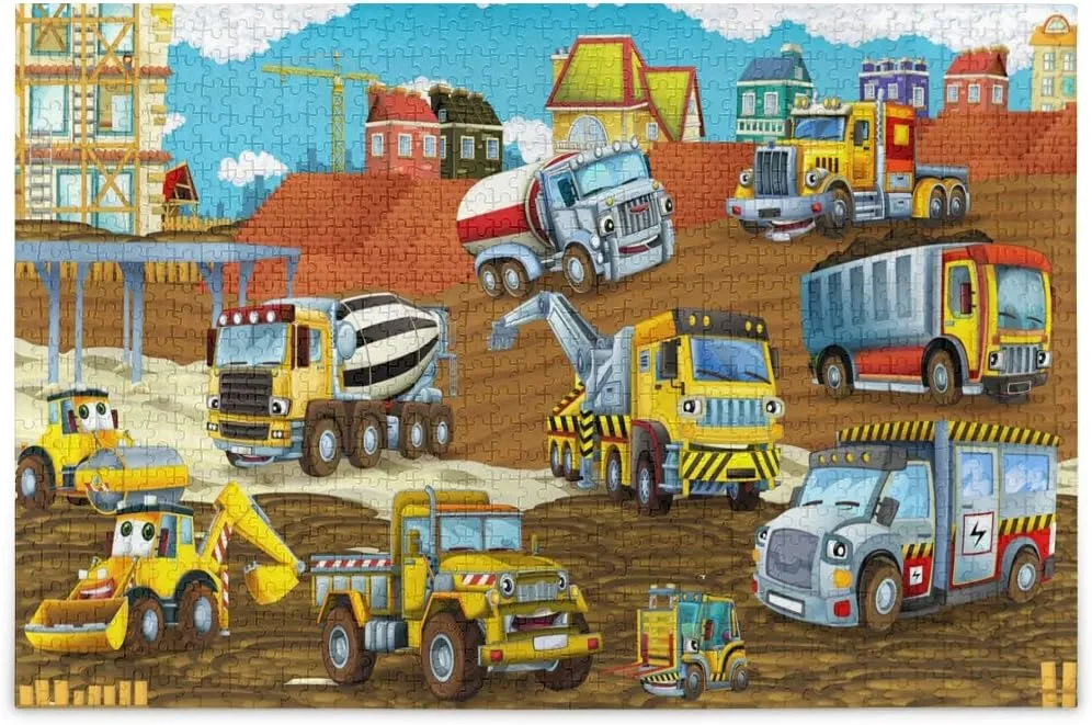 Cartoon Construction Vehicles Cars Puzzle for Adults 500 Piece Puzzles Game DIY Toys Creative Gift Home Decorations