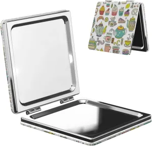 Cartoon Teapot Pastries Ice Cream Mini Makeup Mirror Portable Pocket Cosmetic Mirror Folding Compact Mirror