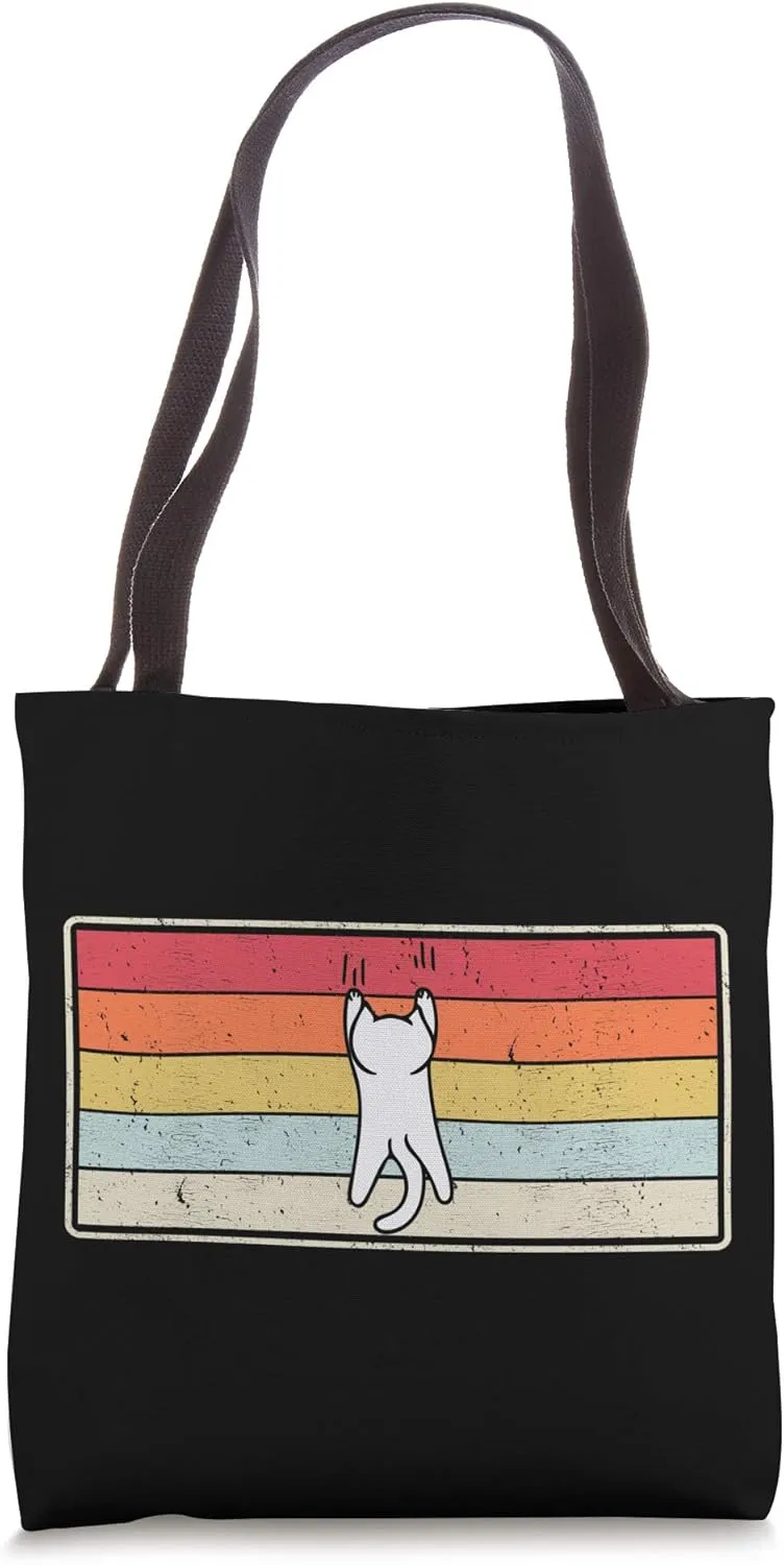 Cat Hanging On Curtains Funny Cat Hanging In There Tote Bag