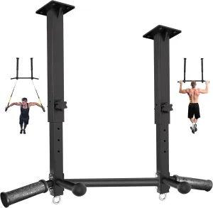 Ceiling Mount Pull Up Bar for Garage/Basement/Rafter - Heavy Duty 800LBS Adjustable Height Multi-Grip Chin Up Bar,Ceiling Joist/Beam Mounted Pull-Up Bar with Ball Finger & Round Anchors