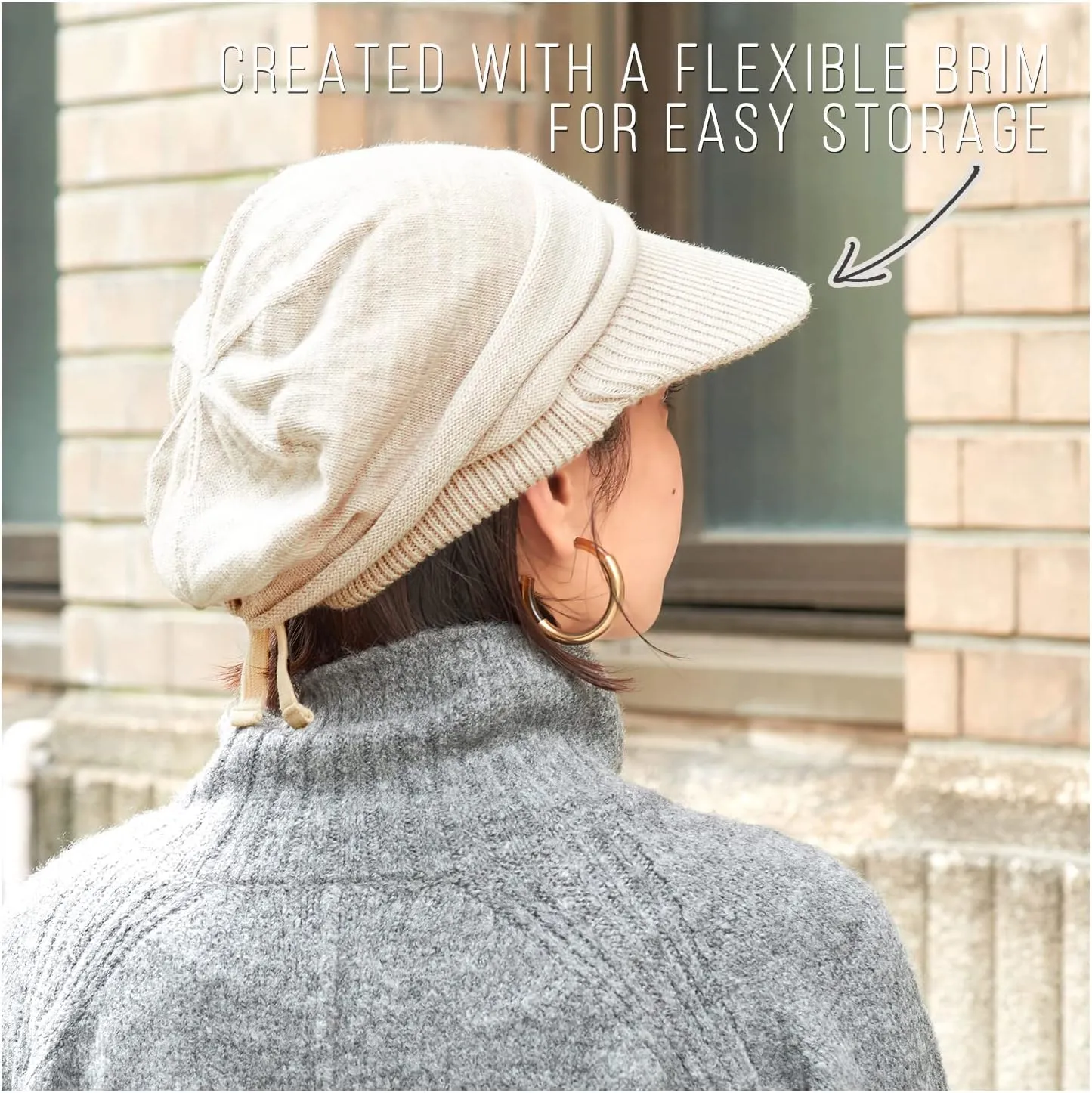 CHARM Organic Cotton Slouchy Visor Beanie - Women Slouch Hat Mens Baggy Knit Chemo Hat