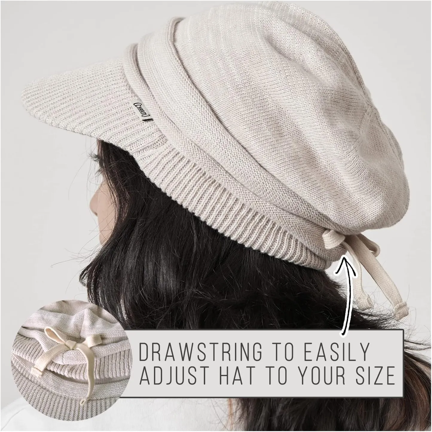 CHARM Organic Cotton Slouchy Visor Beanie - Women Slouch Hat Mens Baggy Knit Chemo Hat