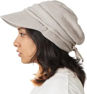 CHARM Organic Cotton Slouchy Visor Beanie - Women Slouch Hat Mens Baggy Knit Chemo Hat